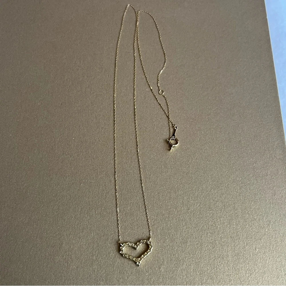 K18 yellow gold natural diamond heart necklace - Picture 9 of 12